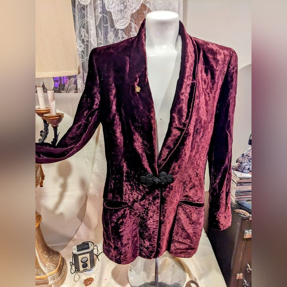 Maroon Liz Claiborne Velour Jacket